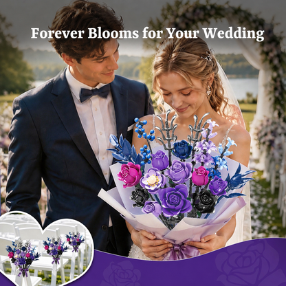 Joycrown Bouquet Building Set, 18 Purple Roses Botanical Building Blocks for Adult Women Girls,Gothic Artificial Flowers Home Office Decor,Gift for Valentines Mother's Day, Purple(815pcs+)