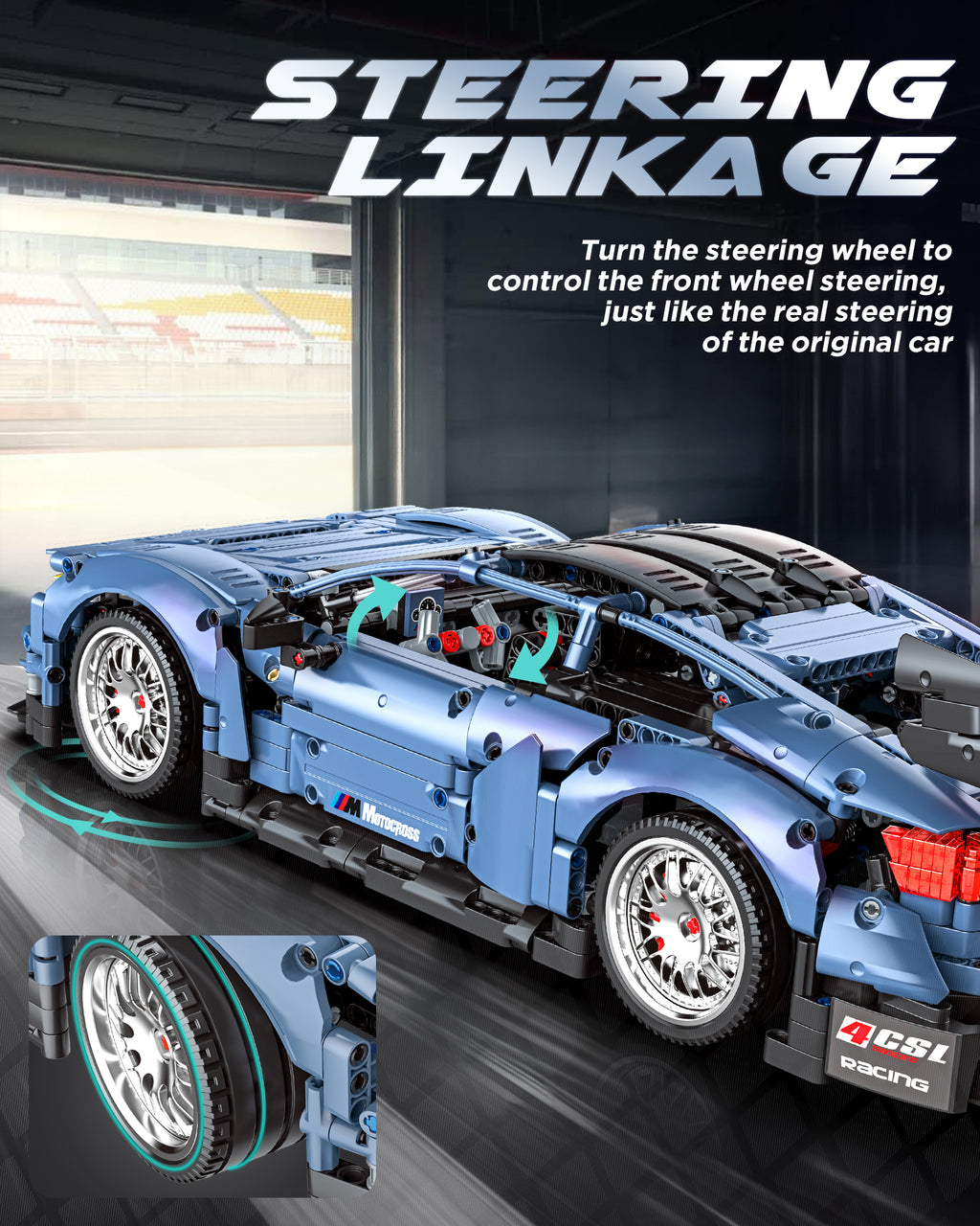 Sports Car Building Set, 1:10 Scale M4 Racing Technic Car for Adults Collectible Cars Set to Build, Build and Display Model for Home or Office Décor, Gift for Boys Age 14+ (2280 Pcs)