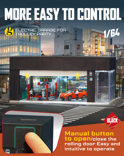 Joycrown 1/64 Scale Diecast Display Case for Hot Wheel Storage with LED Lights, Stackable Electric Garage with Voice Control, 3 Replaceable 3D Scenes Parking Lot Diorama for Model Cars