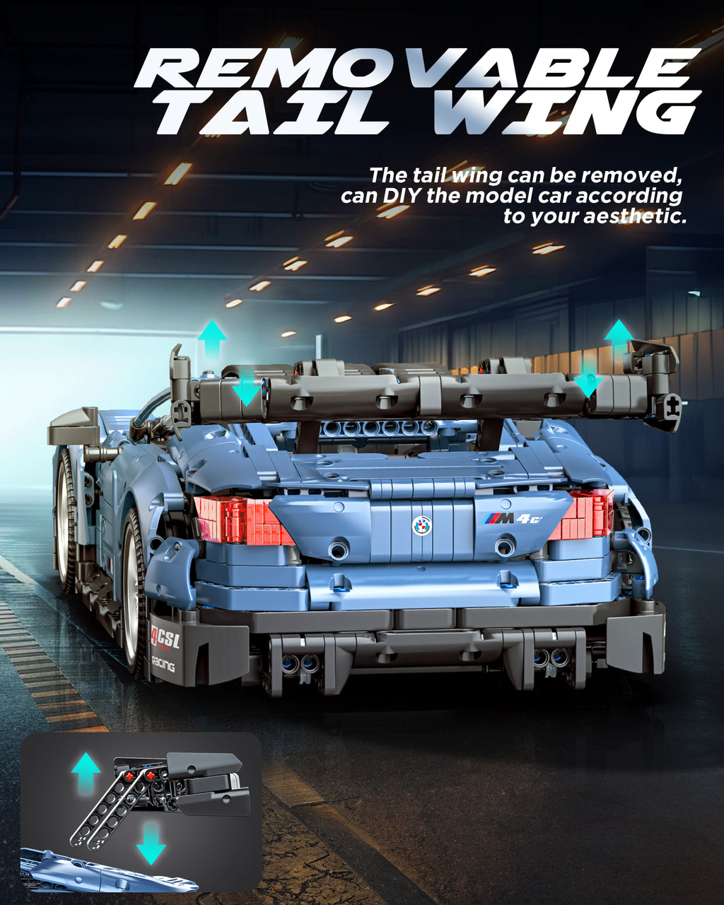 Sports Car Building Set, 1:10 Scale M4 Racing Technic Car for Adults Collectible Cars Set to Build, Build and Display Model for Home or Office Décor, Gift for Boys Age 14+ (2280 Pcs)