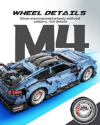 Sports Car Building Set, 1:10 Scale M4 Racing Technic Car for Adults Collectible Cars Set to Build, Build and Display Model for Home or Office Décor, Gift for Boys Age 14+ (2280 Pcs)