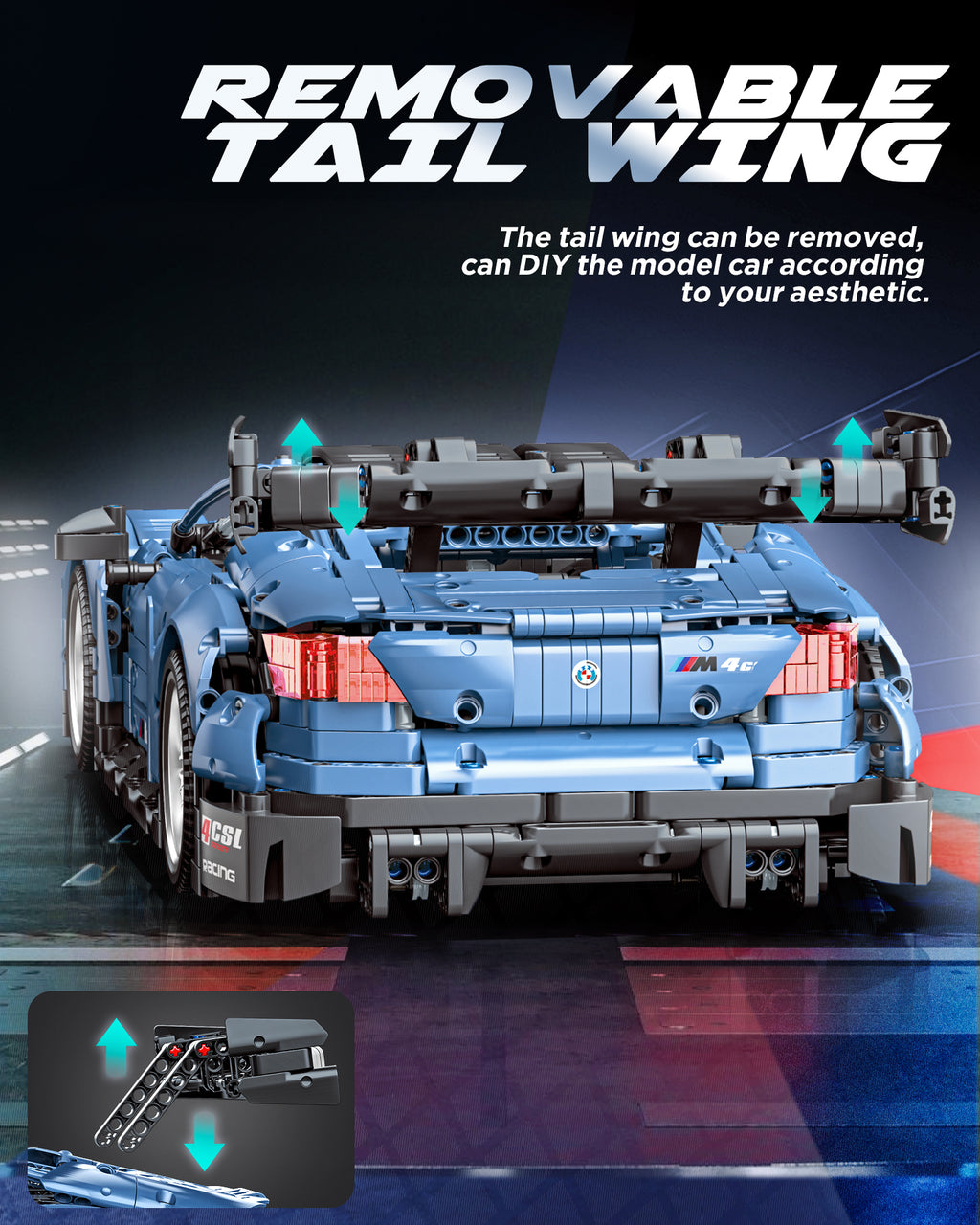 Sports Car Building Set, 1:10 Scale M4 Racing Technic Car for Adults Collectible Cars Set to Build, Build and Display Model for Home or Office Décor, Gift for Boys Age 14+ (2280 Pcs)
