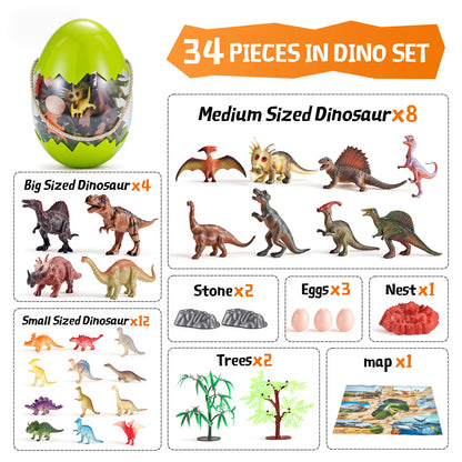 Joycrown Dinosaur Toys for Kids 34PCS Realistic Dinosaurs Figures with Eggs,Trees Playset,Gift for Toddlers Boys & Girls (Age 3+)