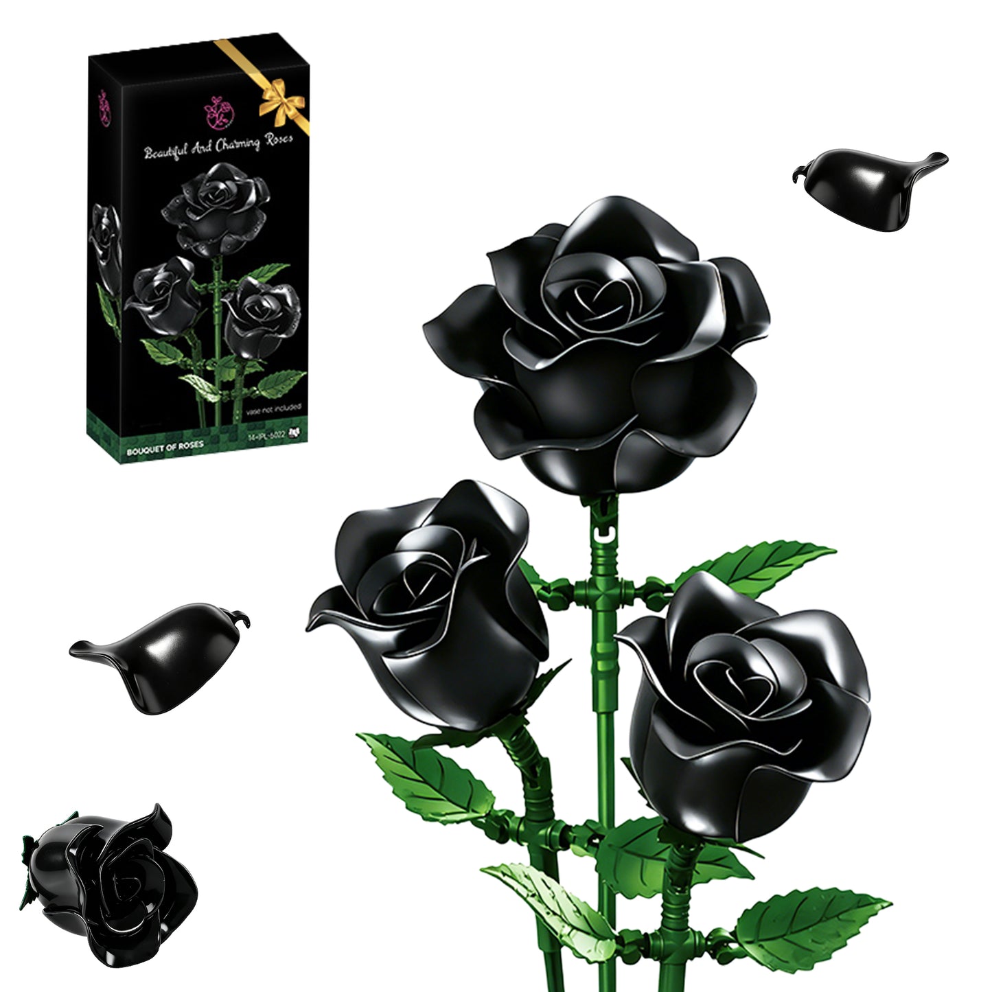 Joycrown Bouquet Building Set, 3 Roses Botanical Building Blocks for Adult Women Girls Home Office Decor,Gift for Valentines Mother's Day,Pink(95pcs+)