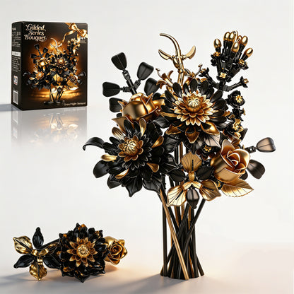 Joycrown Bouquet Building Set, Black Gold Rose Gerbera Block Set for Adults, Luxury Floral Botanical Collection, Elegant Decor for Home & Office, Creative Gift for Women, Girlfriend, Mom, Wife (510 PCS)
