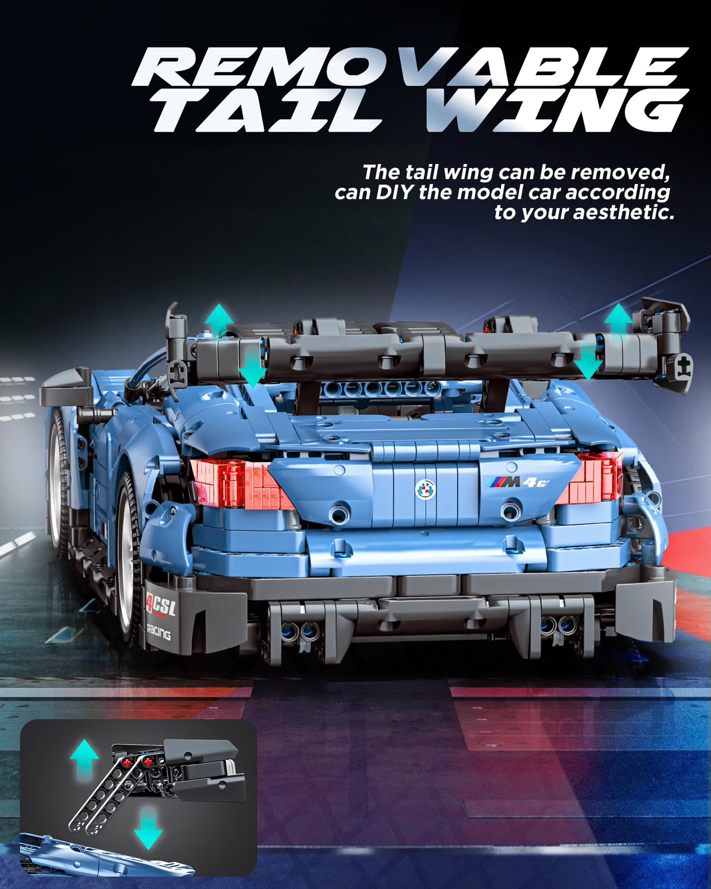 Joycrown Sports Car Building Set, 1:10 Scale M4 Racing Technic Car for Adults Collectible Cars Set to Build, Build and Display Model for Home or Office Décor, Gift for Boys Age 14+ (2280 Pcs)