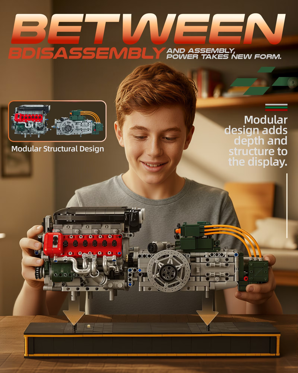 V12 Engine Kits That Runs, Build Your Own V12 Engine Building Set with Motor and Battery, STEM Physical Science Educational Toy for Adults Kids Age 14+,No Box (2322PCS)