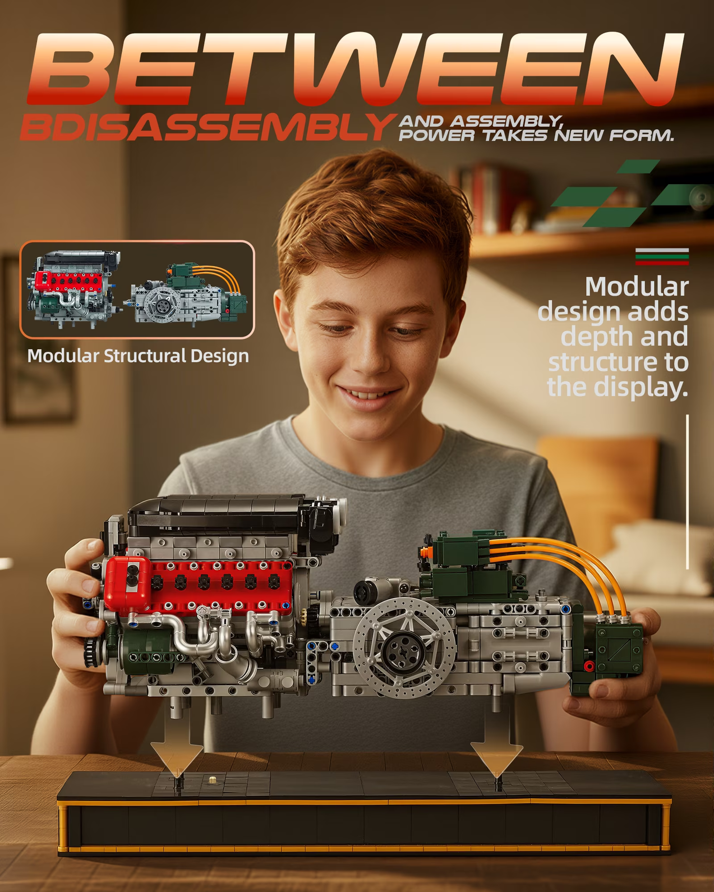 Joycrown V12 Engine Kits That Runs, Build Your Own V12 Engine Building Set with Motor and Battery, STEM Physical Science Educational Toy for Adults Kids Age 14+ (2322PCS)