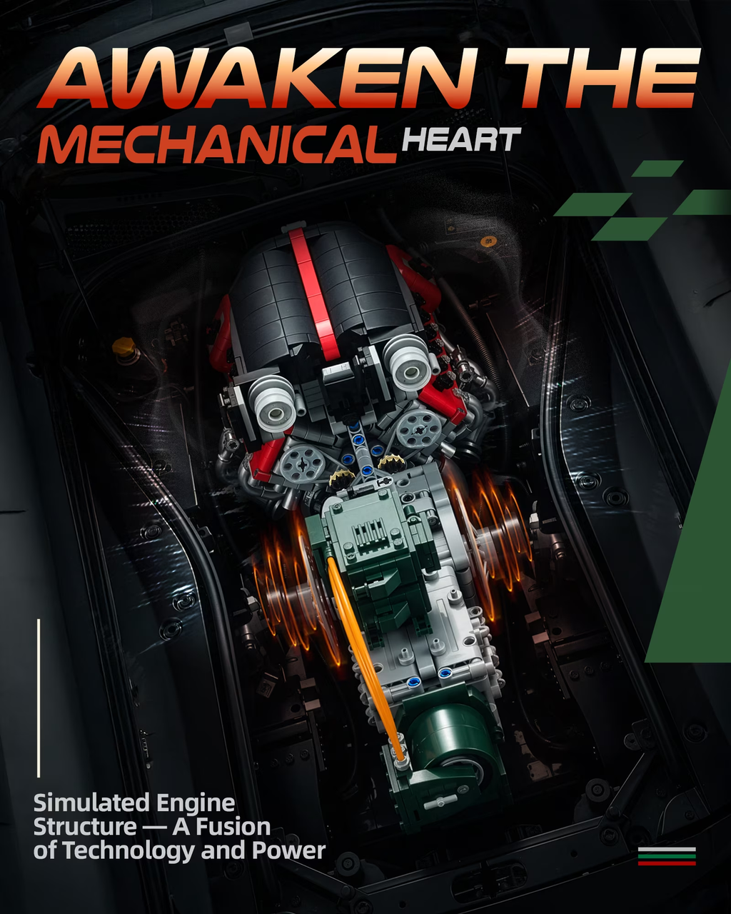 V12 Engine Kits That Runs, Build Your Own V12 Engine Building Set with Motor and Battery, STEM Physical Science Educational Toy for Adults Kids Age 14+,No Box (2322PCS)