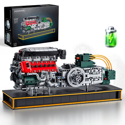 Joycrown V12 Engine Kits That Runs, Build Your Own V12 Engine Building Set with Motor and Battery, STEM Physical Science Educational Toy for Adults Kids Age 14+ (2322PCS)