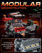 V12 Engine Kits That Runs, Build Your Own V12 Engine Building Set with Motor and Battery, STEM Physical Science Educational Toy for Adults Kids Age 14+,No Box (2322PCS)