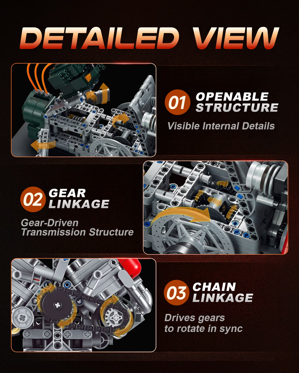 V12 Engine Kits That Runs, Build Your Own V12 Engine Building Set with Motor and Battery, STEM Physical Science Educational Toy for Adults Kids Age 14+,No Box (2322PCS)