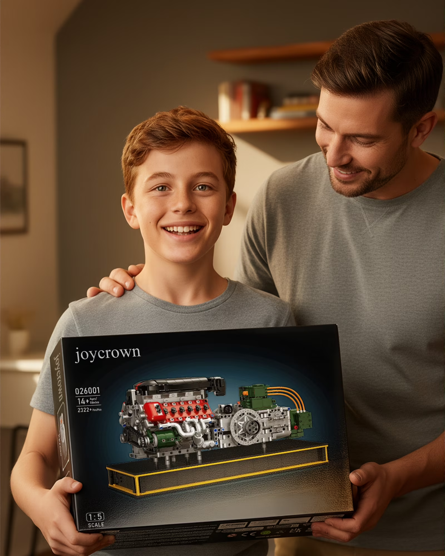 Joycrown V12 Engine Kits That Runs, Build Your Own V12 Engine Building Set with Motor and Battery, STEM Physical Science Educational Toy for Adults Kids Age 14+ (2322PCS)