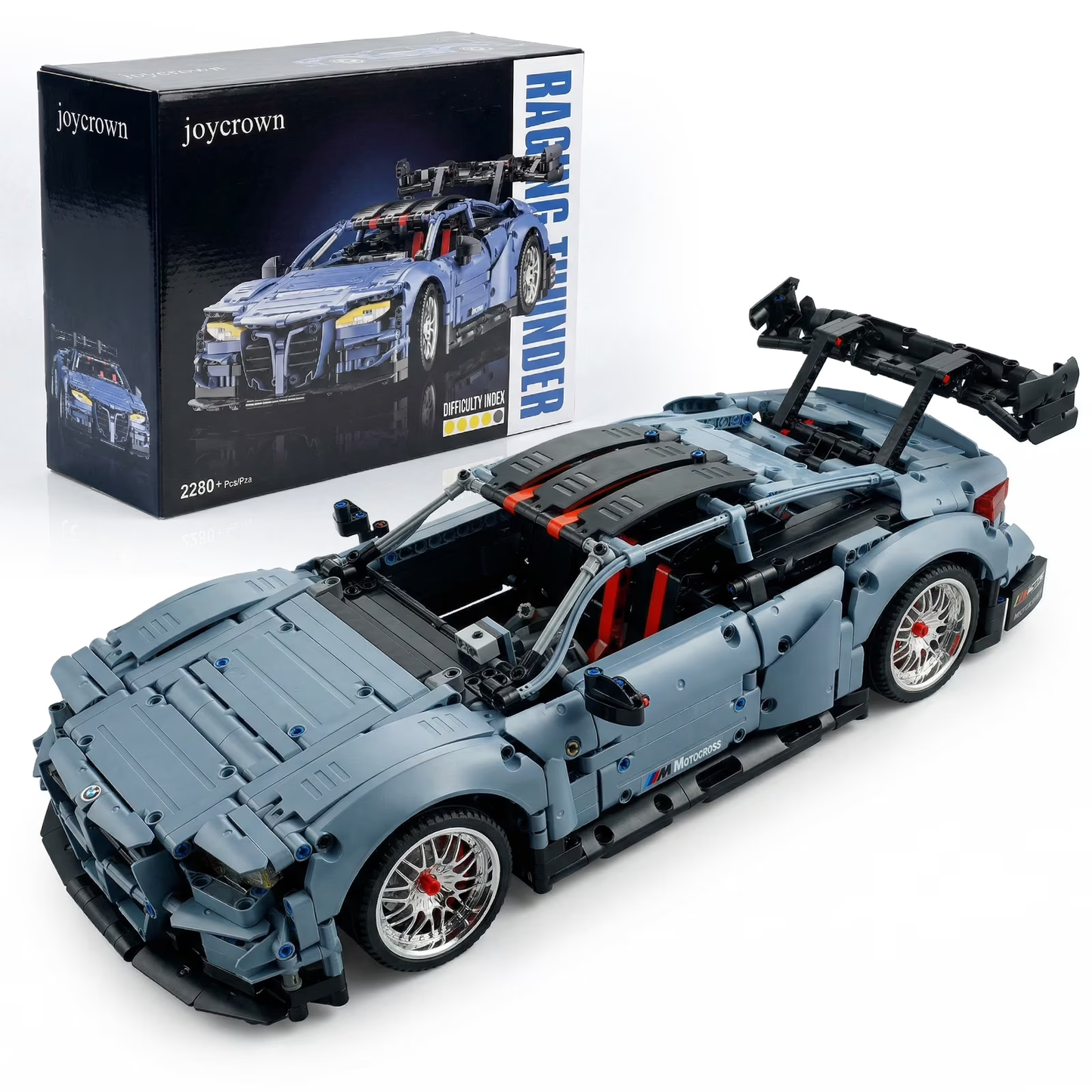Joycrown Remote Control Car Building Kit, 1/10 Scale M4 Supercar with Radio Controlled Lights Motors Rechargeable Battery, Compatible with Technic Cars for Adults, STEM Gift for Boys Age 6+(2280 Pcs)