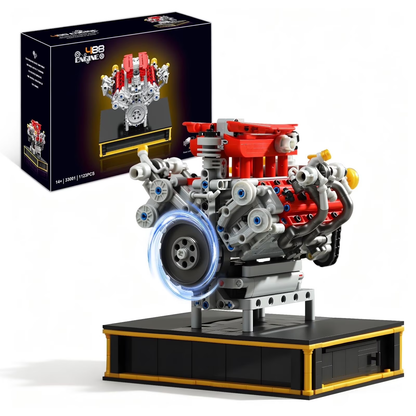 Joycrown Mini V8 Engine Kits That Runs, Build Your Own V8 Engine Building Set with Motor and Battery, STEM Physical Science Educational Toy Construction Blocks for Adults Kids Age 14+ (1123PCS)
