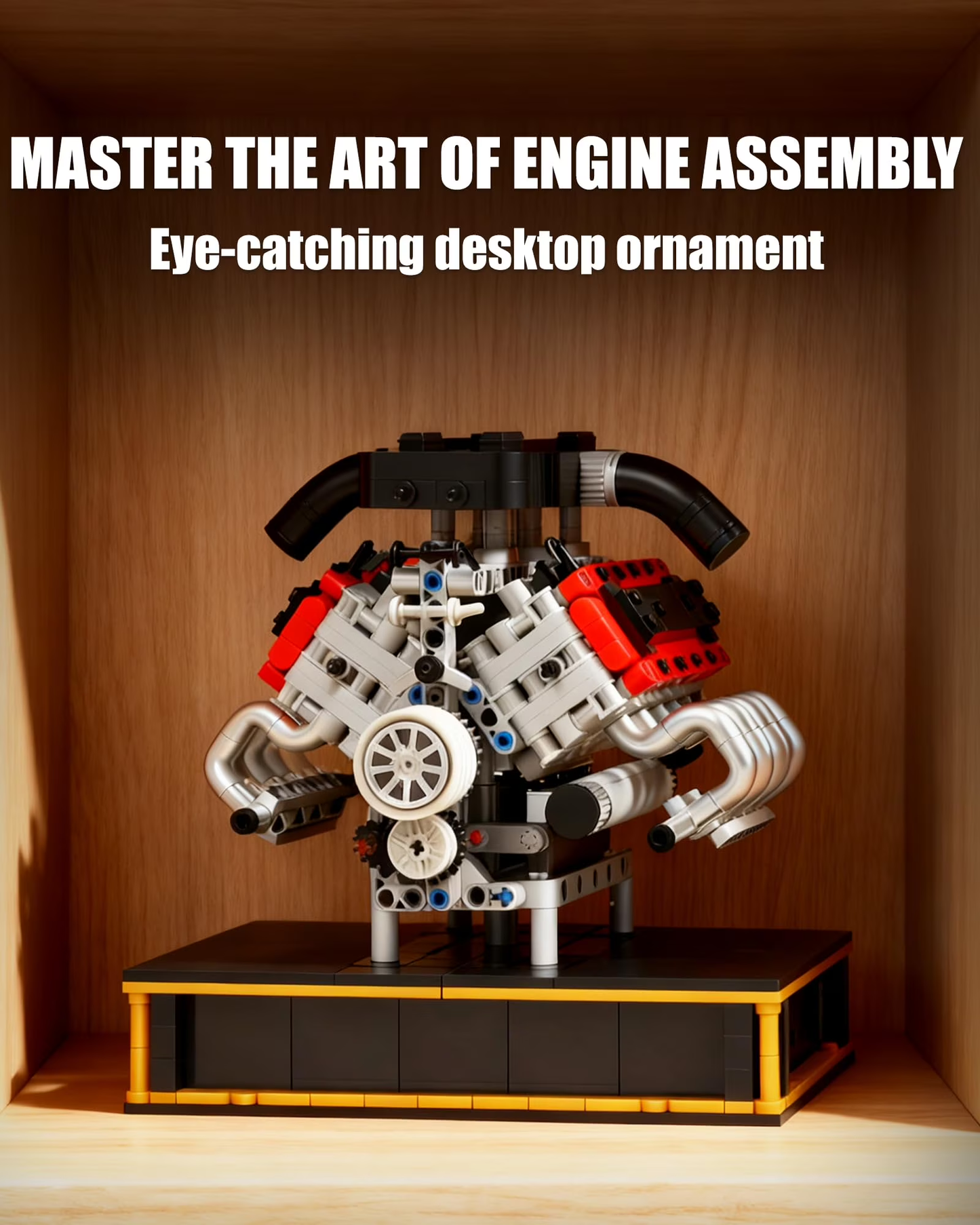 Joycrown Mini V8 Engine Kits That Runs, Build Your Own V8 Engine Building Set with Motor and Battery, STEM Physical Science Educational Toy Construction Blocks for Adults Kids Age 14+ (1123PCS)