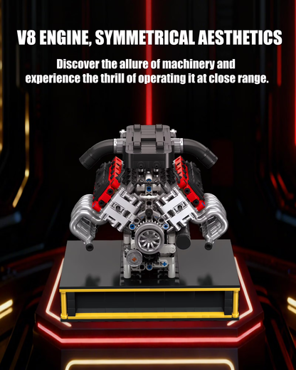 Joycrown Mini V8 Engine Kits That Runs, Build Your Own V8 Engine Building Set with Motor and Battery, STEM Physical Science Educational Toy Construction Blocks for Adults Kids Age 14+ (1123PCS)