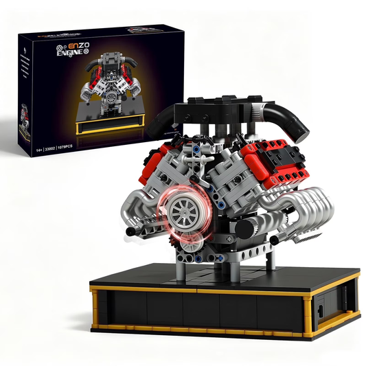 Joycrown V8 Engine Building Set, Build Your Own Mini V8 Model Engine Kit That Run with Battery and Motor, 8-Cylinder Car Model Engine Toys Construction Blocks for Adults Kids Age 14+ (1079PCS)