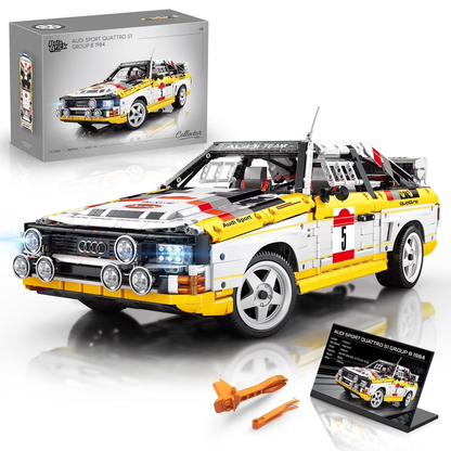 Joycrown Audi Sport Quattro S1 Model Car Building Kit, 1:8 Scale Audi Officially Licensed, Adult Collectible Decoration, the Perfect Gift for Racing Fans Age 14+, Yellow (3887+pcs)