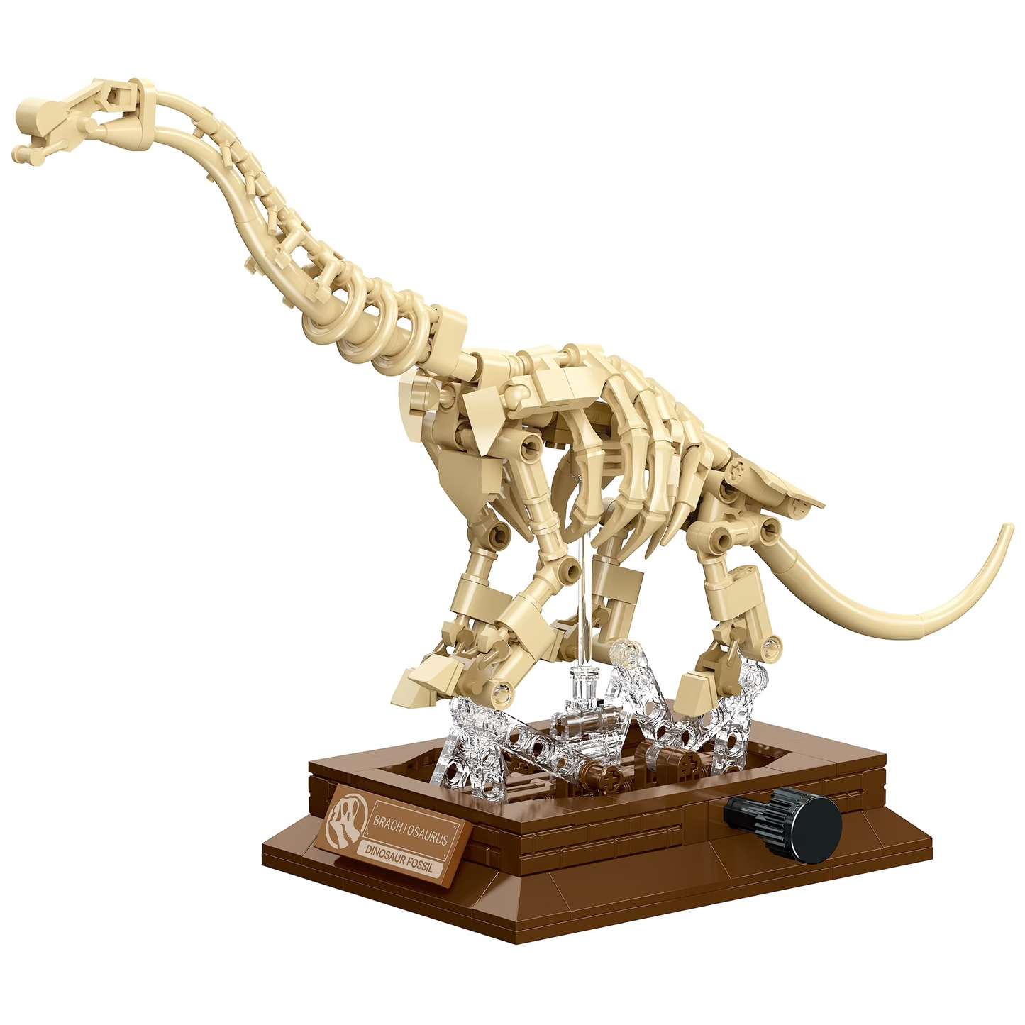 Joycorwn Brachiosaurus Dinosaur Fossil Model Building Set with Movable Joints, Gear-Driven Movement and Display Base, Display Models Collectible Gift for Dinosaur Fossil Enthusiasts(284 PCS)