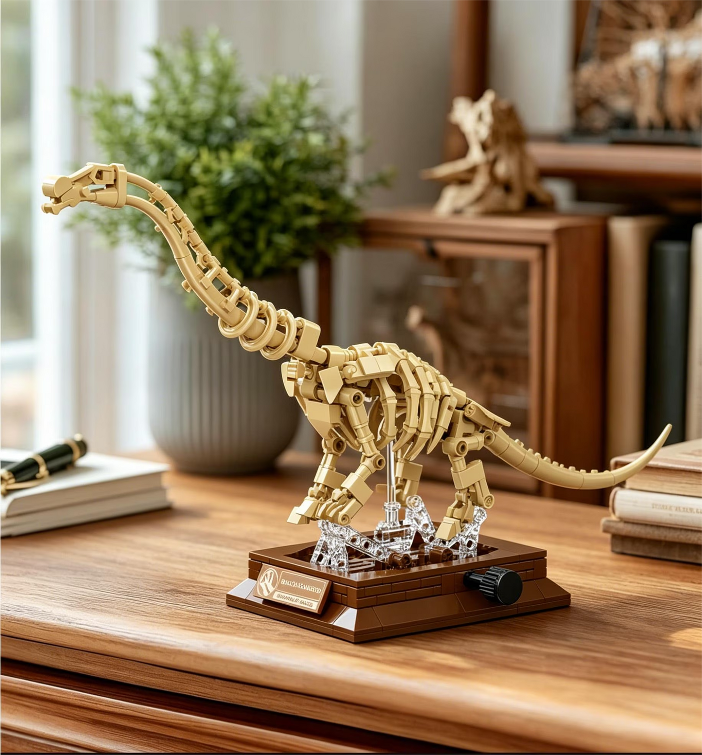 Joycorwn Brachiosaurus Dinosaur Fossil Model Building Set with Movable Joints, Gear-Driven Movement and Display Base, Display Models Collectible Gift for Dinosaur Fossil Enthusiasts(284 PCS)