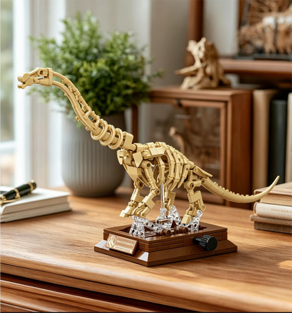 Joycorwn Brachiosaurus Dinosaur Fossil Model Building Set with Movable Joints, Gear-Driven Movement and Display Base, Display Models Collectible Gift for Dinosaur Fossil Enthusiasts(284 PCS)