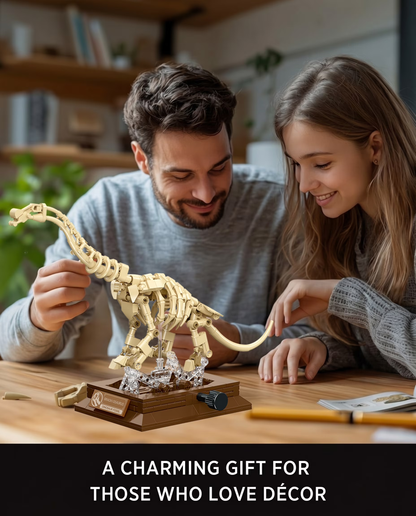 Joycorwn Brachiosaurus Dinosaur Fossil Model Building Set with Movable Joints, Gear-Driven Movement and Display Base, Display Models Collectible Gift for Dinosaur Fossil Enthusiasts(284 PCS)
