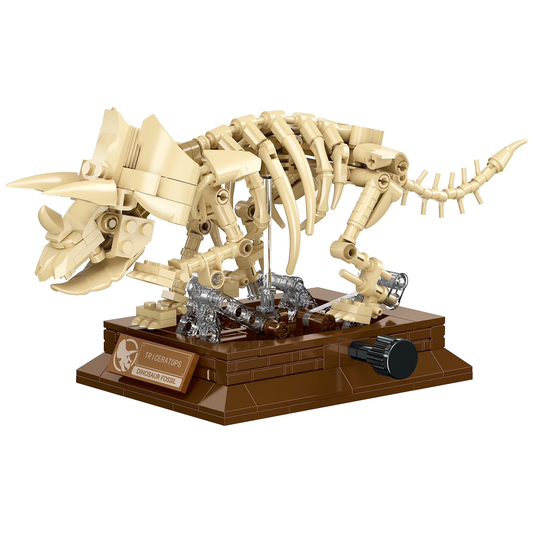 Joycorwn Triceratops Dinosaur Fossil Model Building Set with Movable Joints, Gear-Driven Movement and Display Base, Display Models Collectible Gift for Dinosaur Fossil Enthusiasts(317 PCS)