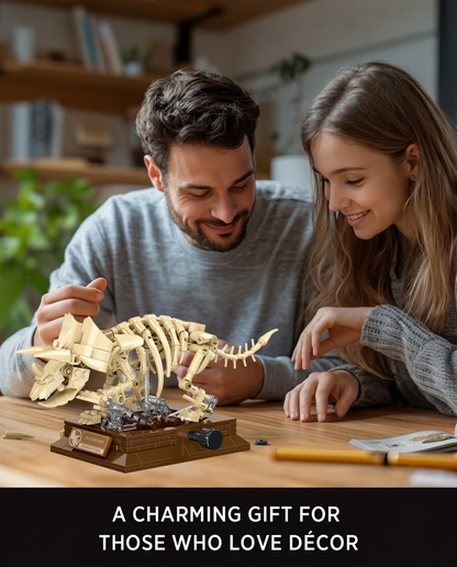 Joycorwn Triceratops Dinosaur Fossil Model Building Set with Movable Joints, Gear-Driven Movement and Display Base, Display Models Collectible Gift for Dinosaur Fossil Enthusiasts(317 PCS)