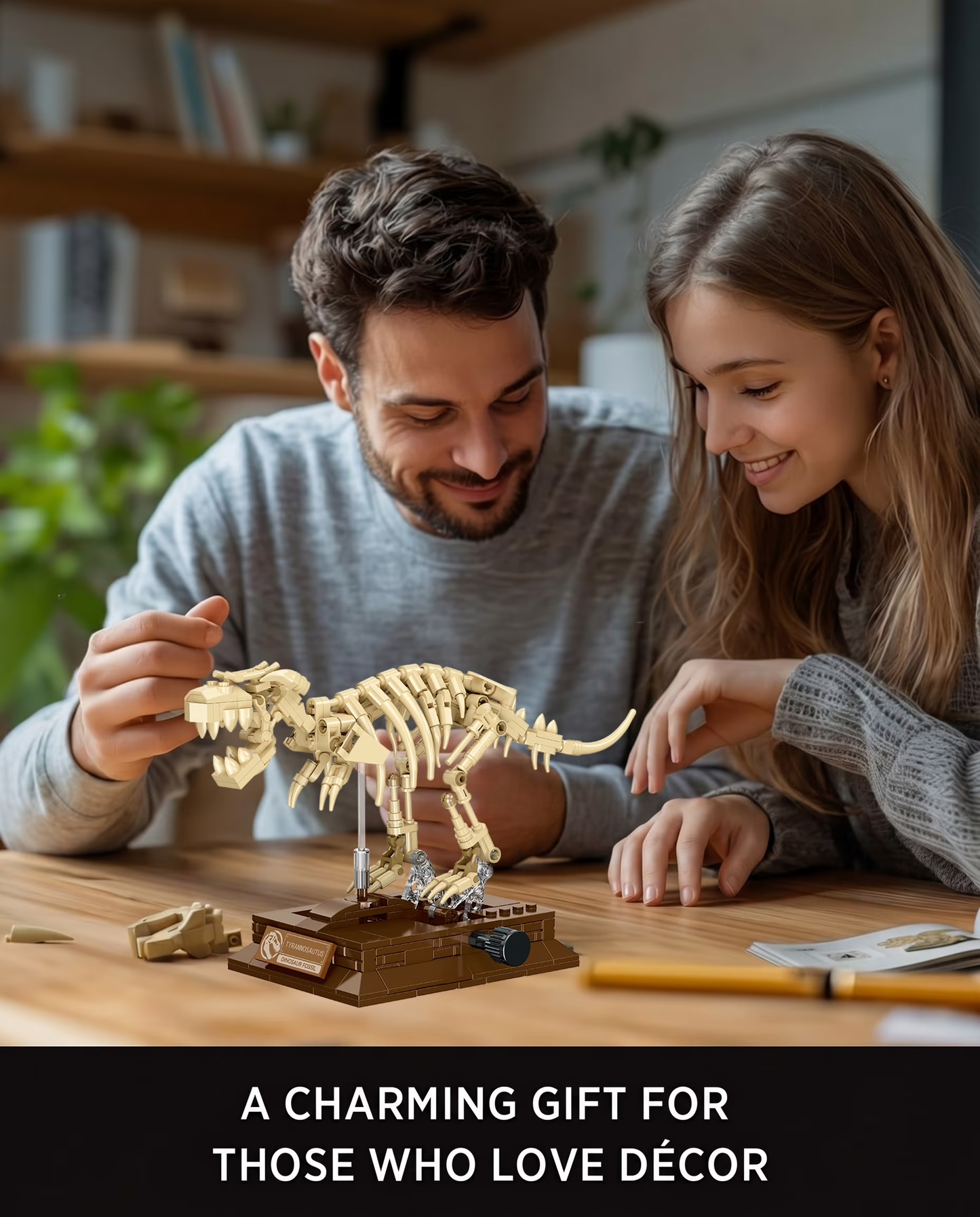 Joycorwn T-Rex Dinosaur Fossil Model Building Set with Movable Joints, Gear-Driven Movement and Display Base, Display Models Collectible Gift for Dinosaur Fossil Enthusiasts(289 PCS)