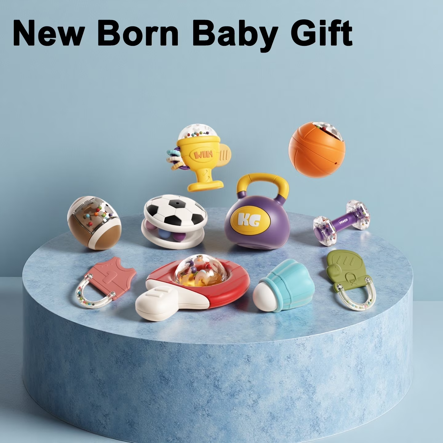 Joycrown 10 Pcs Baby Rattles Toys Set, Montessori Sensory Learning Shakers, Easy Grasp for Newborns Infants 0-12 Months, Fine Motor Skill Development, Birthday Baby Shower Gift (10 Different Styles)