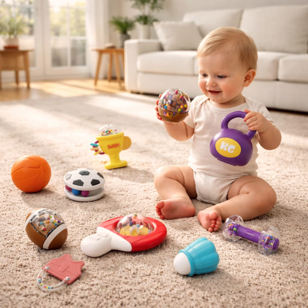 Joycrown 10 Pcs Baby Rattles Toys Set, Montessori Sensory Learning Shakers, Easy Grasp for Newborns Infants 0-12 Months, Fine Motor Skill Development, Birthday Baby Shower Gift (10 Different Styles)