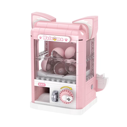 Joycrown Gashapon Machine Building Set,Pink Fox Toy Building Blocks Kit Contains 8 Different emoji Capsules,Party Birthdays Easter Gift for Kids Girls Age6+(407PCS)