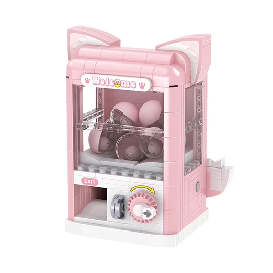 Joycrown Gashapon Machine Building Set,Pink Fox Toy Building Blocks Kit Contains 8 Different emoji Capsules,Party Birthdays Easter Gift for Kids Girls Age6+(407PCS)