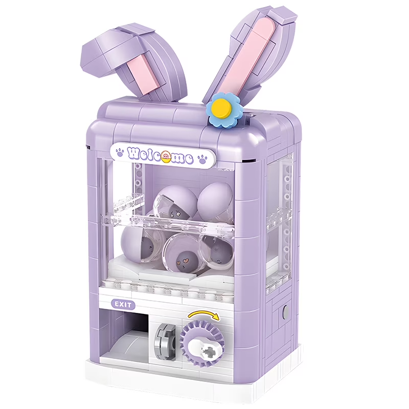 Joycrown Gashapon Machine Building Set,Pink Fox Toy Building Blocks Kit Contains 8 Different emoji Capsules,Party Birthdays Easter Gift for Kids Girls Age6+(407PCS)