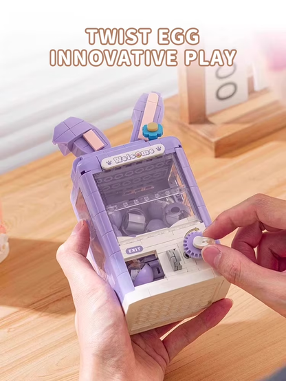 Joycrown Gashapon Machine Building Set,Pink Fox Toy Building Blocks Kit Contains 8 Different emoji Capsules,Party Birthdays Easter Gift for Kids Girls Age6+(407PCS)