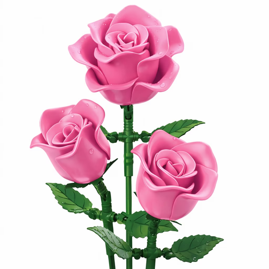 Joycrown Bouquet Building Set, 3 Roses Botanical Building Blocks for Adult Women Girls Home Office Decor,Gift for Valentines Mother's Day,Pink(95pcs+)