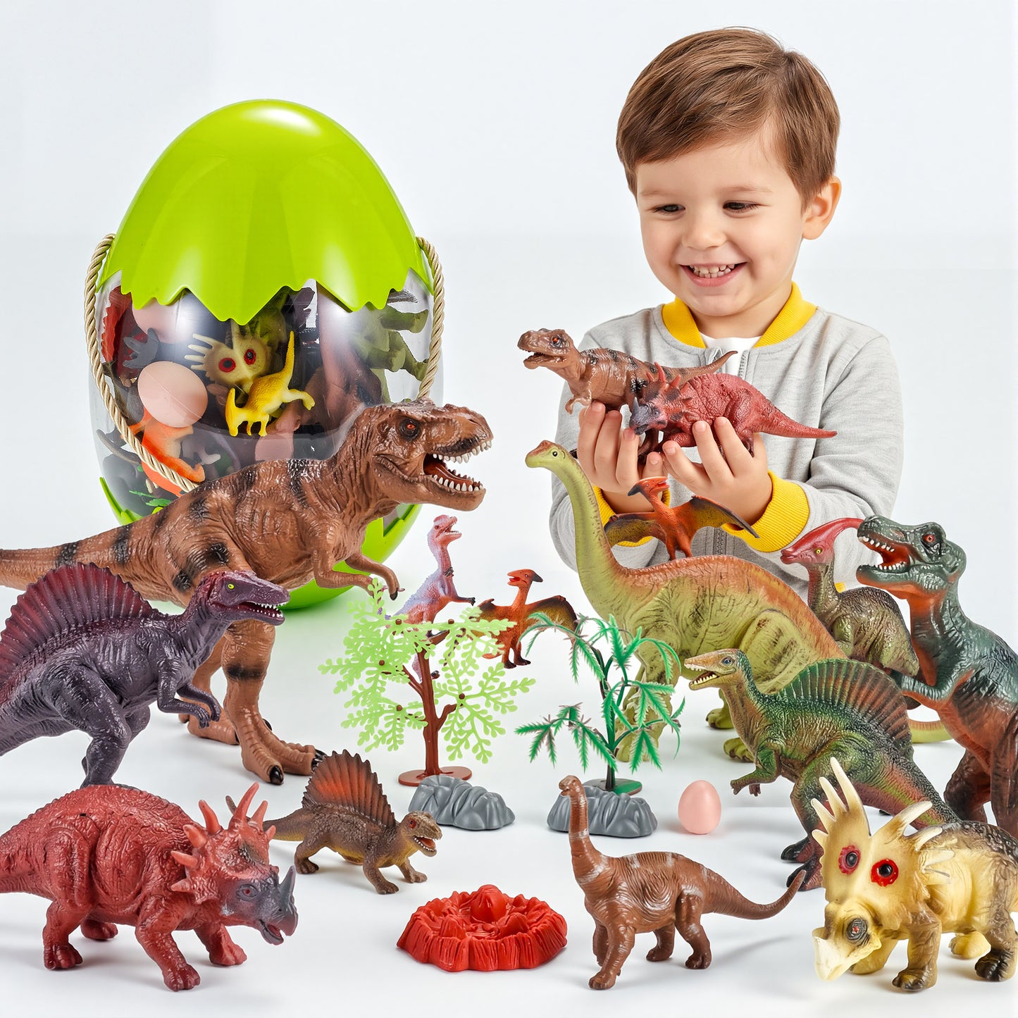 Joycrown Dinosaur Toys for Kids 34PCS Realistic Dinosaurs Figures with Eggs,Trees Playset,Gift for Toddlers Boys & Girls (Age 3+)