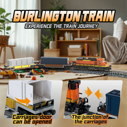 Joycrown Train Building Block Set, Freight Cargo Train, with Rechargeable Motorized Working Head, 2 Coaches and 32 Tracks, Gift for Boys&Girls Teens Age12-16 (1065 Pieces)