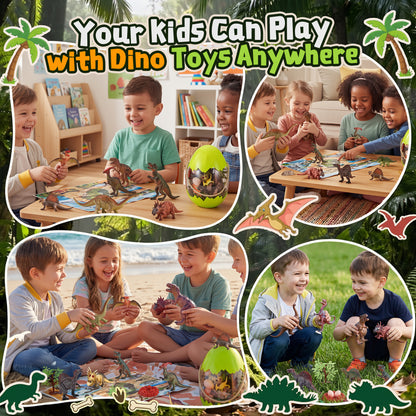 Joycrown Dinosaur Toys for Kids 34PCS Realistic Dinosaurs Figures with Eggs,Trees Playset,Gift for Toddlers Boys & Girls (Age 3+)