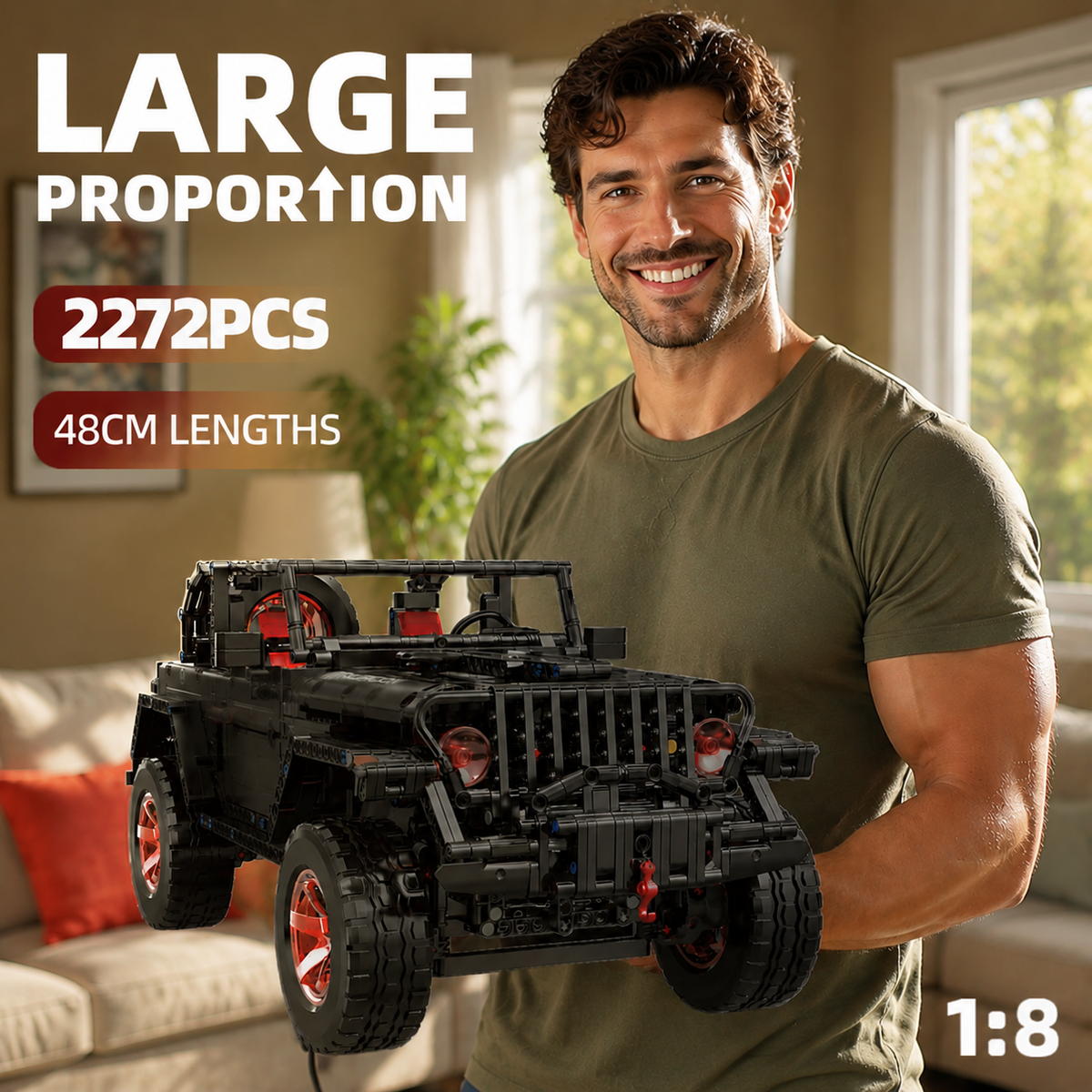 Technical Jeeps Wrangler 1:8 APP/RC 2272PCS Building Block Toys for Boys Gift Model Bricks Educational