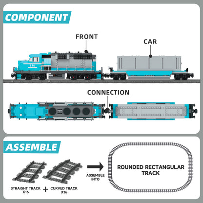 Joycrown Train Building Block Set, Freight Cargo Train, with Rechargeable Motorized Working Head, 2 Coaches and 32 Tracks, Gift for Boys&Girls Teens Age12-16 (1065 Pieces)