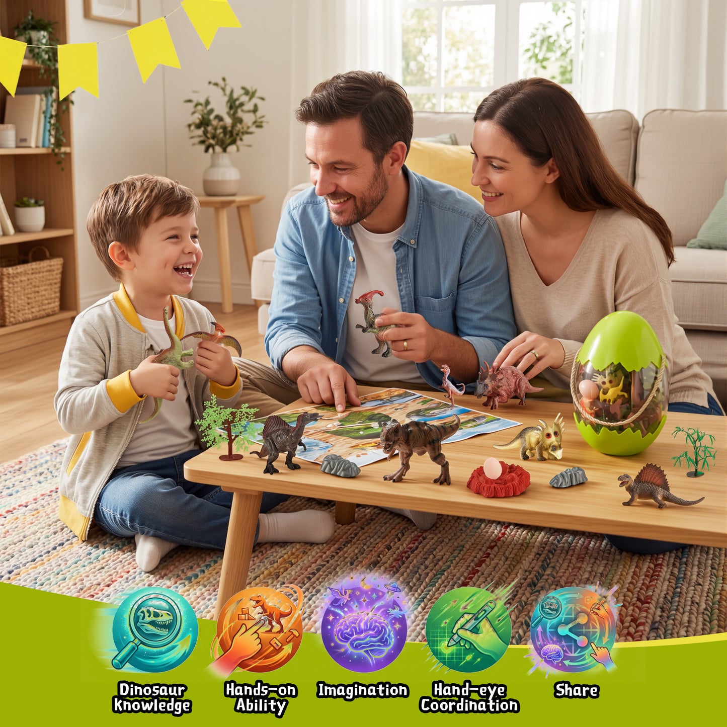 Joycrown Dinosaur Toys for Kids 34PCS Realistic Dinosaurs Figures with Eggs,Trees Playset,Gift for Toddlers Boys & Girls (Age 3+)