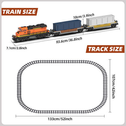 Joycrown Train Building Block Set, Freight Cargo Train, with Rechargeable Motorized Working Head, 2 Coaches and 32 Tracks, Gift for Boys&Girls Teens Age12-16 (1065 Pieces)