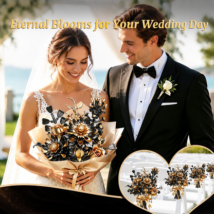 Joycrown Bouquet Building Set, Black Gold Rose Gerbera Block Set for Adults, Luxury Floral Botanical Collection, Elegant Decor for Home & Office, Creative Gift for Women, Girlfriend, Mom, Wife (510 PCS)