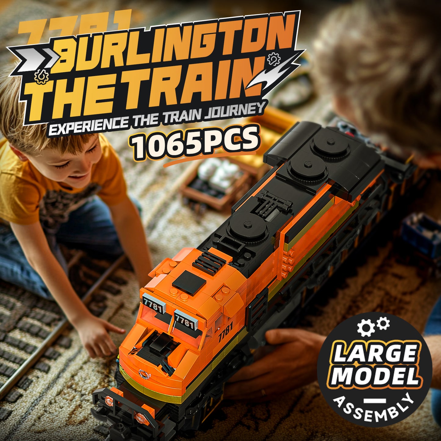 Joycrown Train Building Block Set, Freight Cargo Train, with Rechargeable Motorized Working Head, 2 Coaches and 32 Tracks, Gift for Boys&Girls Teens Age12-16 (1065 Pieces)