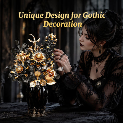 Joycrown Bouquet Building Set, Black Gold Rose Gerbera Block Set for Adults, Luxury Floral Botanical Collection, Elegant Decor for Home & Office, Creative Gift for Women, Girlfriend, Mom, Wife (510 PCS)