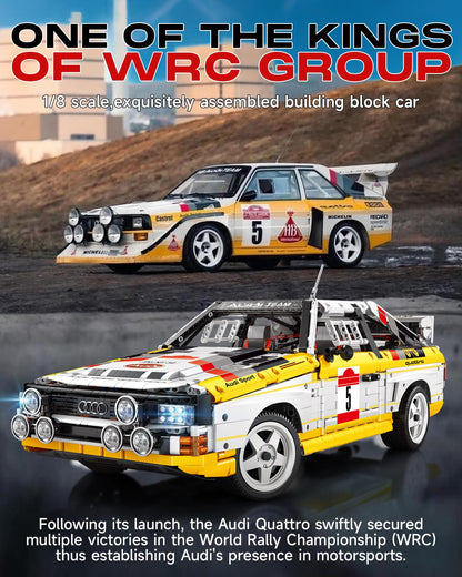 Audi Sport Quattro S1 Model Car Building Kit, 1:8 Scale Audi Officially Licensed, Adult Collectible Decoration, the Perfect Gift for Racing Fans Age 14+,  Yellow,  No Box (3887+pcs)