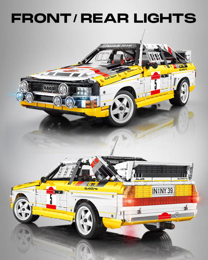 Audi Sport Quattro S1 Model Car Building Kit, 1:8 Scale Audi Officially Licensed, Adult Collectible Decoration, the Perfect Gift for Racing Fans Age 14+,  Yellow,  No Box (3887+pcs)