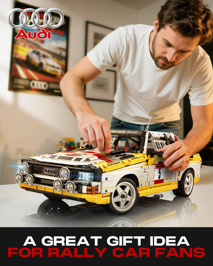 Audi Sport Quattro S1 Model Car Building Kit, 1:8 Scale Audi Officially Licensed, Adult Collectible Decoration, the Perfect Gift for Racing Fans Age 14+,  Yellow,  No Box (3887+pcs)